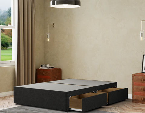 Simple Divan Base 2 Drawers Linen