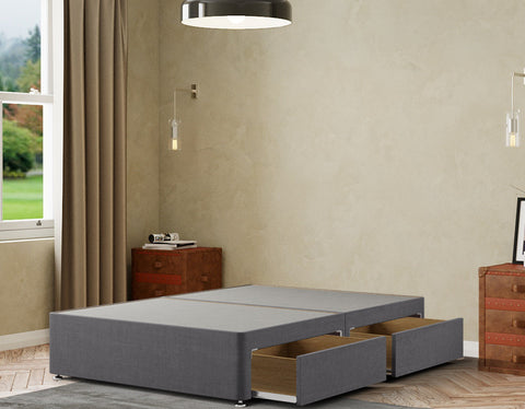 Simple Divan Base 2 Drawers Linen