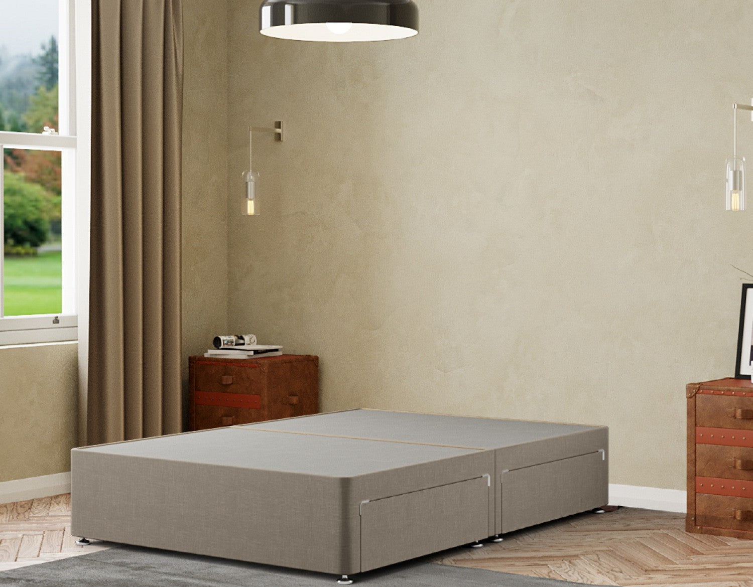 Simple Divan Base 2 Drawers Malham Weave