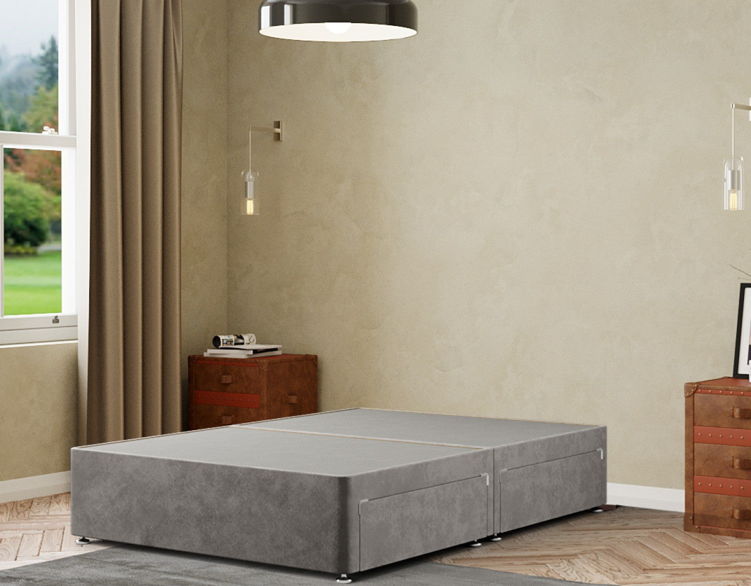 Simple Divan Base 2 Drawers Plush