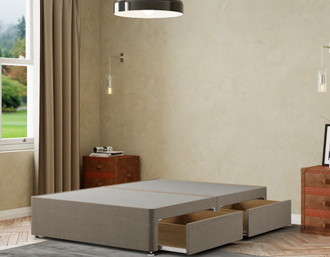 Simple Divan Base 2 Drawers Linen