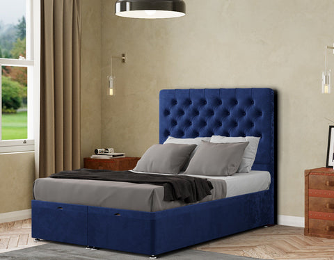 Winchester Ottoman Bed Floor Standing Headboard Matching Buttons Plush