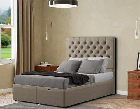Winchester Ottoman Bed Floor Standing Headboard Matching Buttons Malham Weave