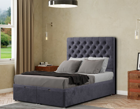 Winchester Ottoman Bed Floor Standing Headboard Matching Buttons Plush