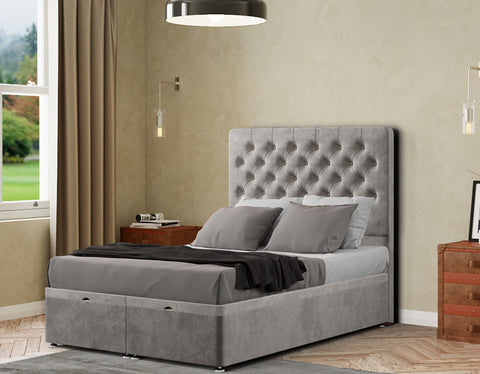 Winchester Ottoman Bed Floor Standing Headboard Matching Buttons Plush