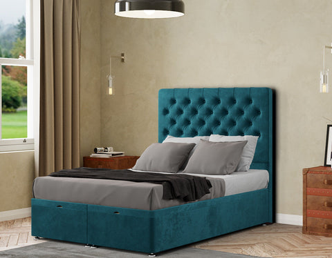 Winchester Ottoman Bed Floor Standing Headboard Matching Buttons Plush